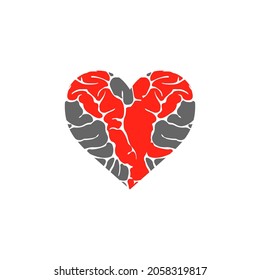 love and brain logo design  combination vector template