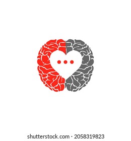 love and brain logo design  combination vector template