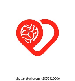 plantilla de vector de combinación de diseño de logotipo de amor y cerebro