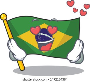 In love brazil flag hoisted on character pole