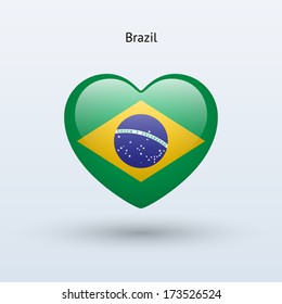 Love Brazil symbol. Heart flag icon. Vector illustration.