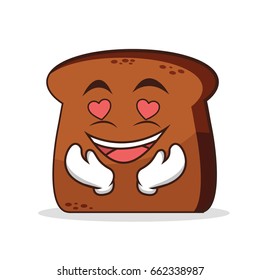 In love bread cartoon character vector illustration