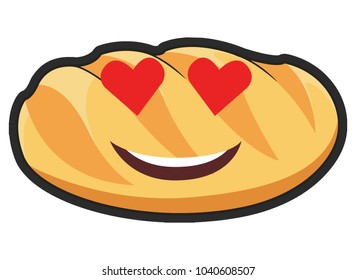 love the bread emoji. In love bread character cartoon
