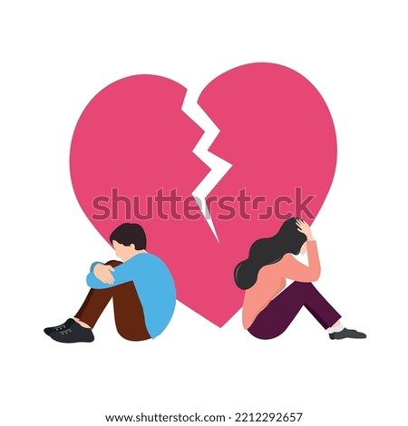 Love Break up Design, Heart Broken Design, Sad Thinking Couple Design