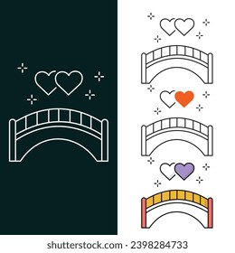 "Diseño del icono de la Ilustración del vector puente de amor"