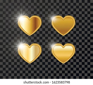 Love bright golden valentine's day banner in romantic style. Vector abstract template. Sweet heart bokeh concept.