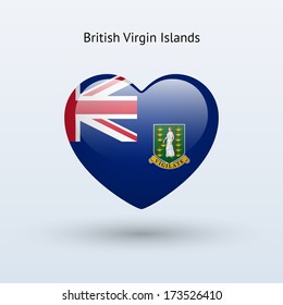 Love British Virgin Islands symbol. Heart flag icon. Vector illustration.
