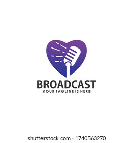 love broadcast logo concept design template vector, media logo template