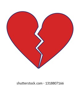 love broken heart symbol blue lines