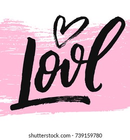 Love Brush Calligraphy Word Hand Drawn Stock Vector (Royalty Free ...