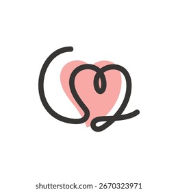 Love brush logo design modern simple concept