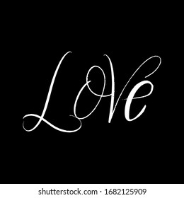 Love brush paint hand drawn lettering on black background with splashes. Design templates for greeting cards, overlays, posters