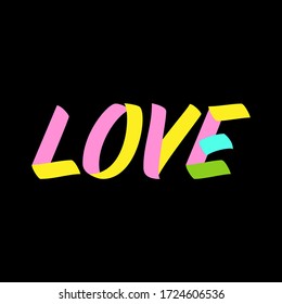 Love brush paint sign lettering on black background. Design templates for greeting cards, overlays, posters