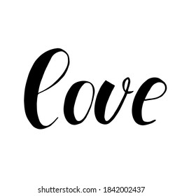 Love brush pen lettering.
Hand lettering.
Hand drawn monocolor vector lettering.