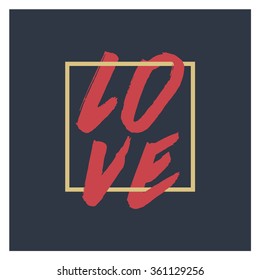 Love in brush style with a square on it