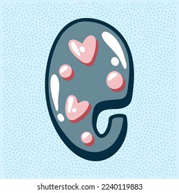 Love bubble alphabet with heart text, letter G