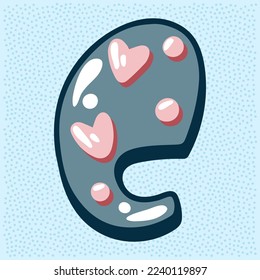 Love bubble alphabet with heart text, letter C