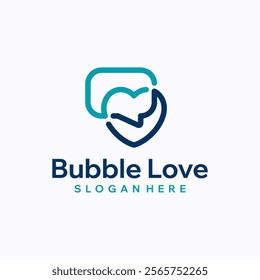 Love bubble chat logo design template. Dating app concept. Creative vector symbol.