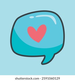 love bubble chat with outline flat vector design.