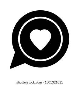 love bubble glyph flat vector icon