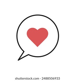 Love Bubble Speech Outline Symbol Vektorgrafik.