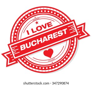 I Love Bucharest Stamp Badge