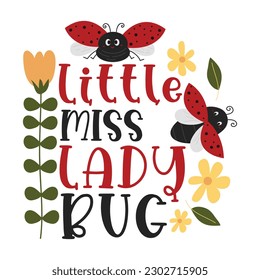 Citas Inspiradoras De Letras De Amo Con Ilustración De Lady Bug Para Elementos De Diseño Del Día De San Valentín. 