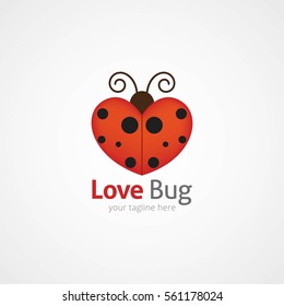 Love Bug Logo Design Vector. Flat Style Design