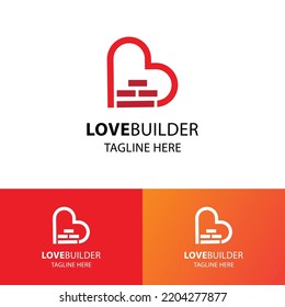 Plantilla de diseño del logotipo del constructor de amor.