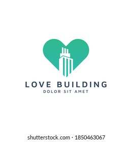 diseño de logotipo de espacio negativo de amor y construcción