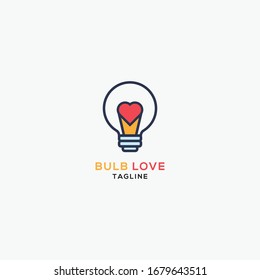 Vector de icono de la bombilla de amor, ilustración de plantilla de logotipo