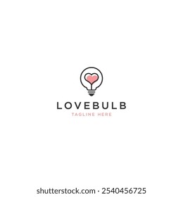 Love bulb with line art style logo icon design template flat vector