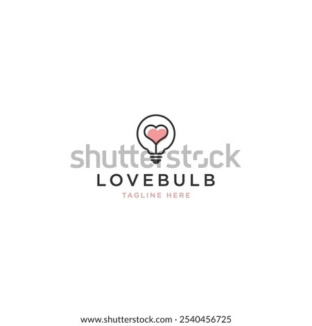 Love bulb with line art style logo icon design template flat vector
