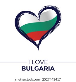 I Love Bulgaria Banner with Flag in Heart. Bulgaria love Emblem Isolated on White Background. Vector, Illustration, Isolated, Love, Background.