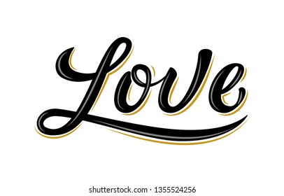 "Love" bulk lettering sign. Handwritten modern brush lettering on white background. Text for postcard, T-shirt print design, banner, poster, web, icon, print. Isolated vector