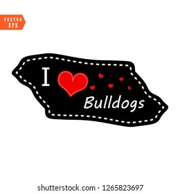 I love bulldogs heart valentine vector wallpaper on black background. eps10