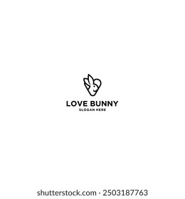 Love Bunny Logo Icon Vector Symbol Template