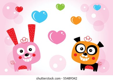 love bunny panda doodle