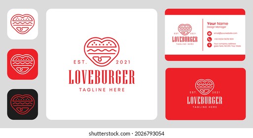 love burger logo with stationary design