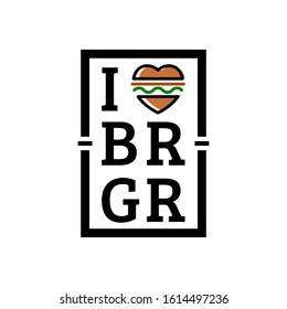 i love burger vector. logo vector