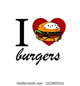 i love burgers T-shirt print