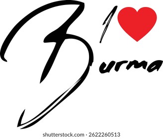 J'Aime Birmanie Nom Country En Grunge Typographie De Texte