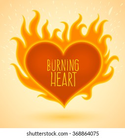 Liebe brennendes Herz-Logo mit Feuer. Vektorillustration. Herz. Symbol für Feuer.