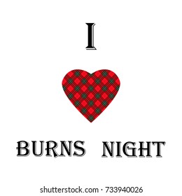 I love Burns night card. Vector illustration.