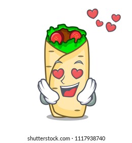 In love burrito mascot cartoon style