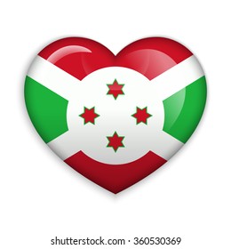 Love Burundi.  Flag Heart Glossy Button