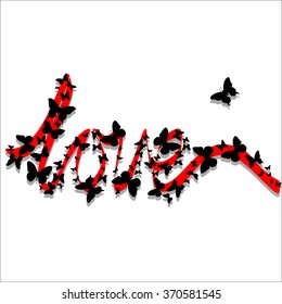 Love of butterflies pattern on a white background for card acceptance in love, Valentine's Day Valentine's, invitation to a wedding, birthday. Beautiful summer, spring butterfly. Vector illustration