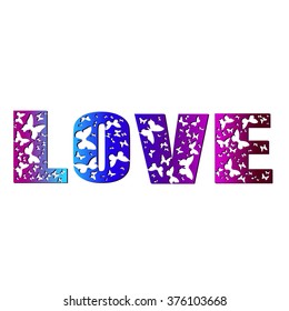 Love of butterflies pattern on a white background for card acceptance in love, Valentine's Day Valentine's, invitation to a wedding, birthday. Beautiful summer, spring butterfly. Vector illustration