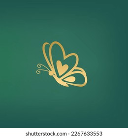Love Butterfly Abstract Gold Logo Vector 