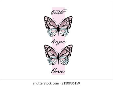 love butterfly design hand drawn